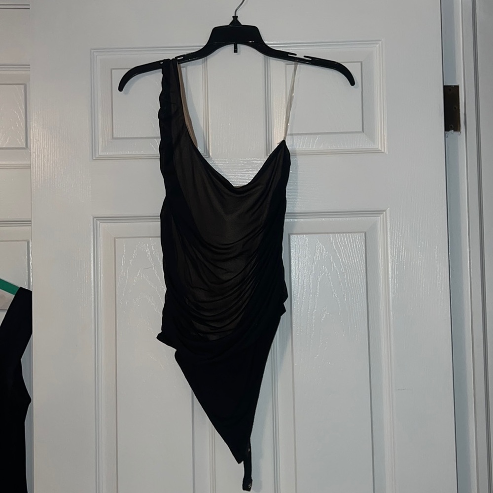 One Shoulder Black Bodysuit